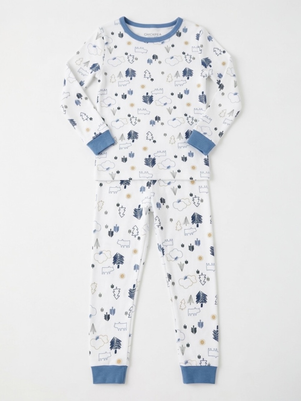 Chickpea Toddler Boys Pajamas Woodland Forest Animal Tree Print 2 Piece Size 3T